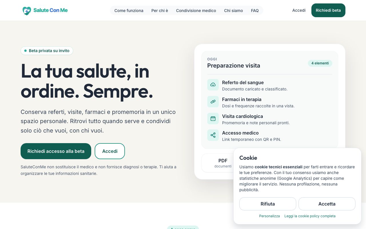 SaluteConMe — schermata dell'app