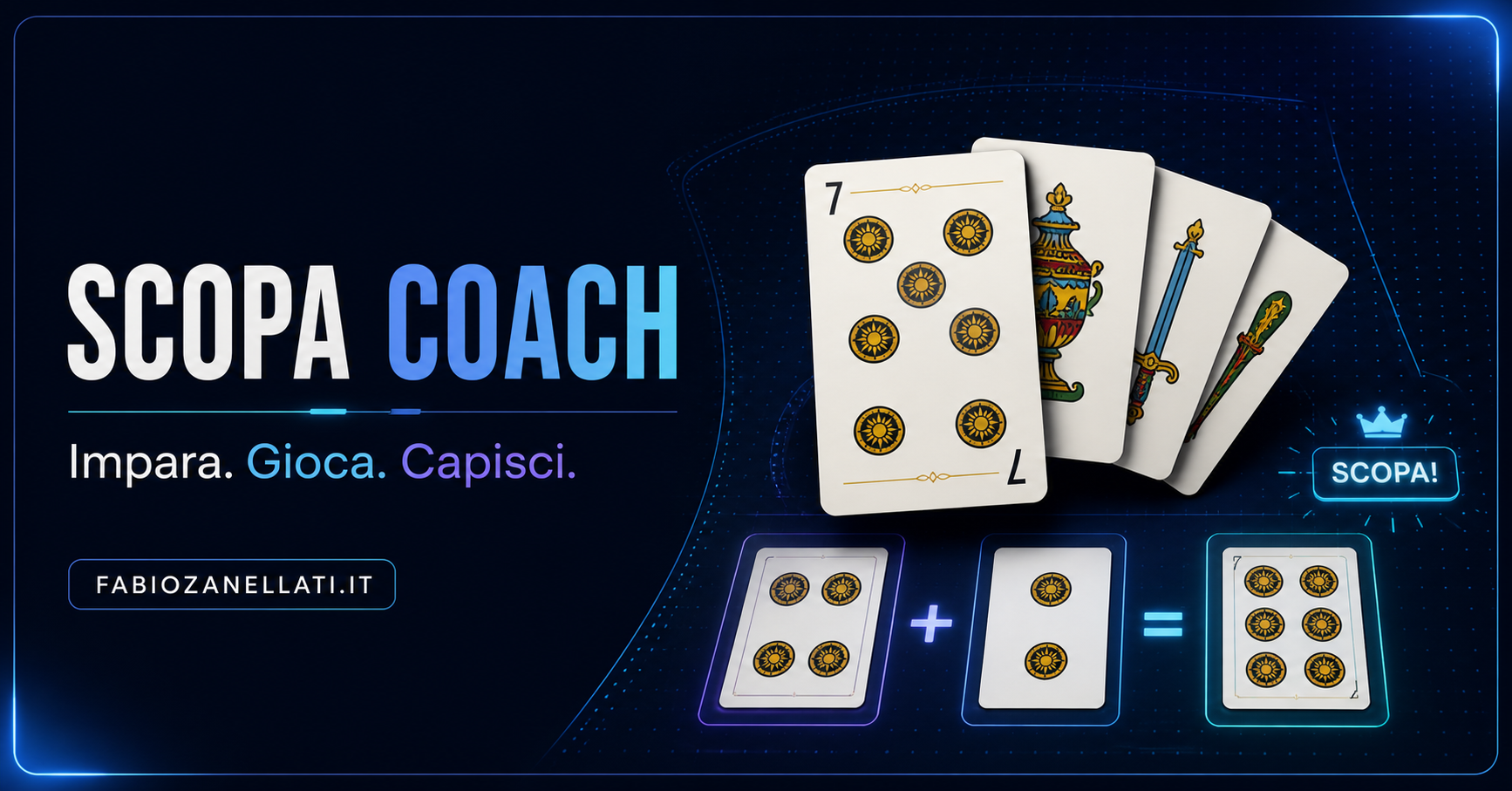 Scopa Coach — anteprima del tavolo digitale e dell'identità visiva